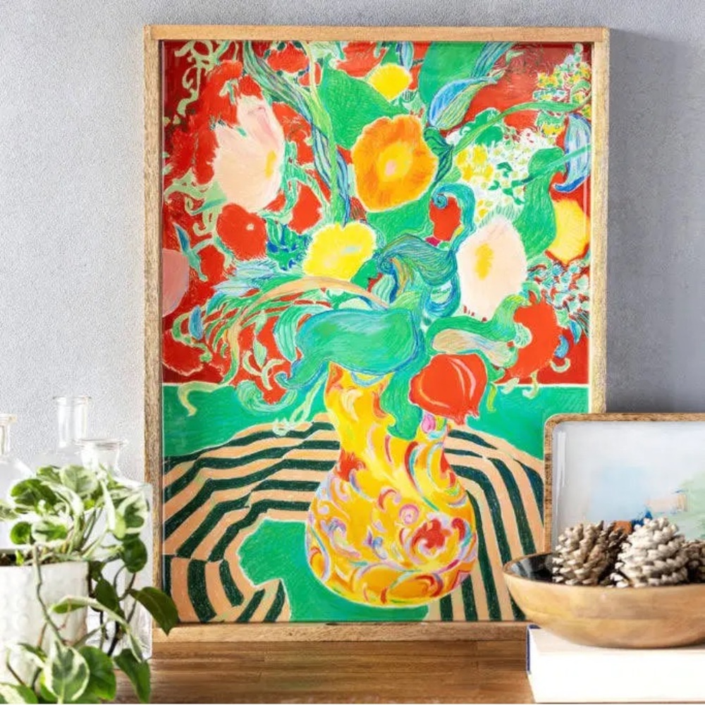 Demdaco ArtLifting Large Tray with a "Floral Stripes" design 24" x 18" x 1.5"